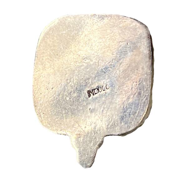 Vintage Taxco Sterling Silver Inlay Pendant Necklace – Coral Onyx Turquoise- 27” - Picture 13 of 16